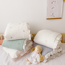 Spring and Autumn Quilt Export South Korea cotton candy childrens embroidery small quilt double-layer seersucker lace baby air-conditioning quilt