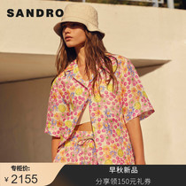 (SMILEY)sandro2021 new womens smiley print vacation style shirt SFPCM00417