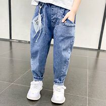 Boy pants spring autumn style 2022 new spring clothing foreign air children jeans Harun long pants baby old daddy pants tide