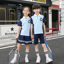 Kindergarten garden clothes Summer clothes four-piece mens and womens sports suits Childrens pure cotton college style class clothes Primary school school uniforms