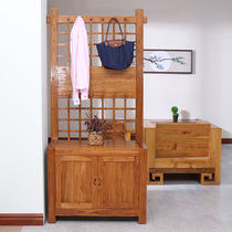 Old elm screen partition hall cabinet Door partition cabinet Shoe cabinet Entrance cabinet can hang clothes All solid wood one simple and modern
