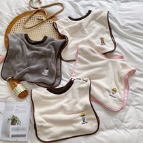 Japanese cute cartoon embroidered baby saliva towel anti-dirty bib bib children wash towel absorbent super soft wipe face