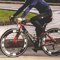 Summer Theppachers riding back with pants male and female with spring and summer road bike long pants imported material pants cushion black