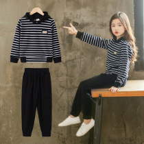 Girls autumn suit 2021 New 8 children Foreign style Net Red Spring and Autumn 10 big children sports 9 girls clothes 12 years old