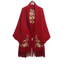 New thick cashmere tassel cloak shawl women 2021 spring and autumn travel coat cheongsam knitted mother cloak dual use