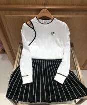 Womens early autumn new vertical stripe stretch stretch comfortable knitted skirt GOLF dress Skirt Sports GOLF dress