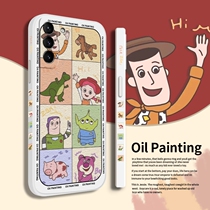 Samsung s21 Mobile phone case new s21ultra lens all-inclusive s21 liquid silicone s21plus side oil painting Toy Story cartoon s21fe men and women anti-fall protective cover