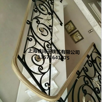 Shanghai wrought iron stair handrail rotating stair design duplex handrail Villa stair attic guardrail direct sales