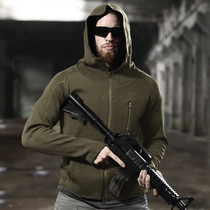 Cold-proof knitted sweater tactical jacket mens cardigan loose hooded consul cardigan sweater warm thread clothing special forces