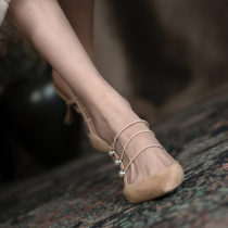 A D Hepburn ~ temperament elegant 100 lap frosted elegance high heel shoes female fine heel pearl rear empty sandal