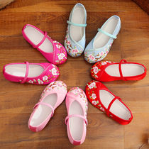 Hanfu Shoes Children Girl Embroidered Shoes Womens Ancient Clothing Handmade Famous Chinese Shoes Princess China Wind Old Beijing Cloth Shoes