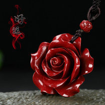 Original mine cinnabar rose rich noble flower bloom pendant ladys necklace purple clay accessories honmei nian jade pendant pendant gift