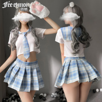 Sexy lingerie pajamas Campus maid outfit Pink blue JK uniform Passion suit temptation Large size school uniform pure