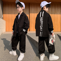 Boys autumn suit new foreign style Net red suit handsome Zhongdai British childrens casual suit two-piece suit