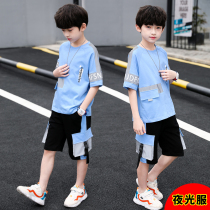 Boys summer clothing short sleeve suit 2022 new CUHK boy boy Summer handsome Summer Children sports children slim fit