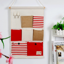 Wall hanging cotton linen fabric storage bag wall wall hanging door rear storage bag simple multi-layer hanging bag storage bag