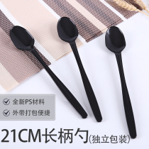 21cm disposable plastic roasted grass spoon coffee stirring long handle spoon ice cream milk tea fruit spoon