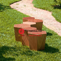 Creative mall public seat Leisure chair Waiting chair Wooden FRP five-corner stool Fun combination seat