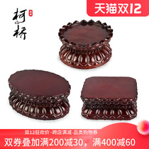 Solid Wood Buddha statue lotus base raised for Guanyin Bodhisattva bottom support Oval crafts ornaments incense burner bracket