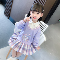 Girl Lian Dress Spring Dress 2022 New Internet Red Foreign Air Splicing Sweater Dress Woman Baby Cute Star Della Dresses