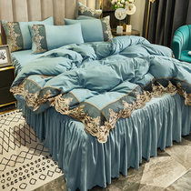 European girl bed dress four-piece bedding cotton cotton double quilt cover Princess special price