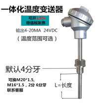 Integrated temperature transmitter 4-20ma output PT100 sensor armored platinum thermal resistance probe waterproof