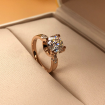 18k gold mo sang shi Diamond Ring women rose gold 10 karat shaper section four-jaw 5 proposed oversized ring