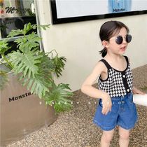 100% pure cotton boy clothing girl harnesses vest small and medium children fashion 100 hitch-style summer clothing blouses in spring and autumn