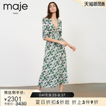  maje2021 spring and summer new womens V-neck plant print ruffle dress MFPRO01344