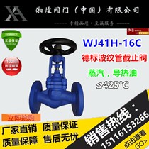 WJ41H-16C boiler high temperature steam heat transfer oil German standard cast steel bellows flange globe valve DN15-400