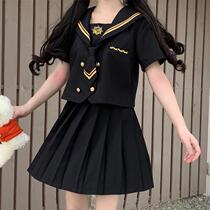 jk uniform skirt genuine full set of college style students black original basic sailor suit summer dress top pleated skirt