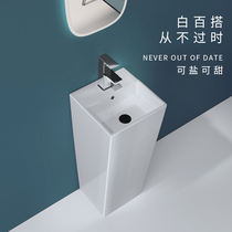Pillar Basin home balcony integrated simple white wash basin modern square vertical floor-to-ceiling ceramic sink