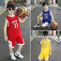 Childrens basketball clothes middle and large childrens sports suits primary school students quick-drying clothes boys and girls summer ball clothes No 11 jersey