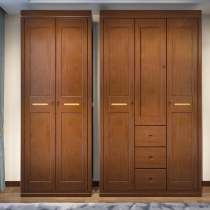 Chinese solid wood wardrobe 2 3 open door combination bedroom rubber wood storage storage two three childrens wardrobe small apartment