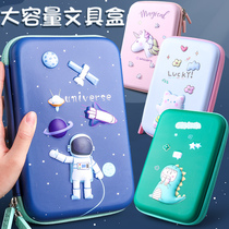 Large capacity pencil case Primary School students cute men and women children cartoon advanced sense high color value kindergarten multifunctional ins trend stationery box Net red multi-layer net Red junior high school student pencil box