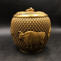 Ancient Play Bronze Money Collection Antique Great Qing Year Five Bull Plot Jars Handicraft Pendulum Pieces