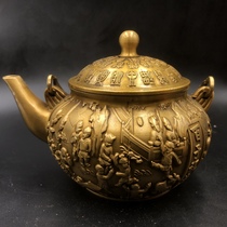 Ancient Play Bronze Ware Collection Retro Grand Clear Dry Lung year bronze pot Tiliang jug Wine Jug Teapot Tea Set Hem