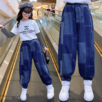 Girl Jeans 2022 Spring Autumn New Girl Foreign Air Children CUHK Child Loose Bunches Pants Spring pants