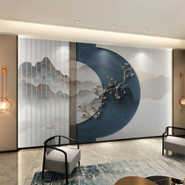 Modern minimalist light and luxurious wall panel Living room Wood-wood fiber integrated board New Chinese three-dimensional landscape plum geometric buckle plate