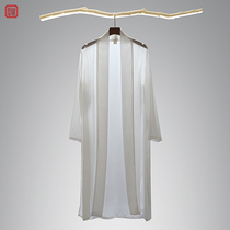 Hanfu cloak mid-length cardigan ultra-thin breathable retro Chinese style pure white tulle summer sunscreen shirt for men and women