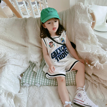 Male And Female Child Summer Han Edition Fashion Speed Dry Alphabet Basketball Suit Sports Suit CUHK Children Casual Harbor Wind Two Sets