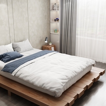  Solid wood bed custom bed and breakfast Tatami short single double 1 8 meters hard board bed Pine ribs bed floor bed floor