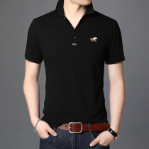 Summer casual polo shirt mens short-sleeved thin embroidery bee black cotton half-sleeve T-shirt breathable slim mens clothing