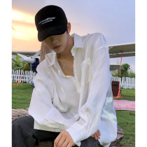 AP MMDD design sense White shirt mens ins tide feeling small senior sense Ruffian handsome loose summer lazy wind