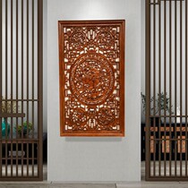 Dongyang wood carving pendants camphor wood solid wood carving unicorn vertical screen Chinese living room porch decoration wall hanging crafts