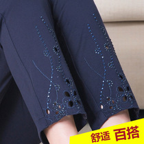 Middle Aged Lady 90% Pants Spring Women Pants Mom Beat Bottom Pants Outside Wearing High Waist Straight Cylinder Loose Elastic Spring Autumn Pants