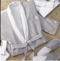 JW bathrobe Marriott Marriott five star hotel double bathrobe mens Green Collar Cotton absorbent bathrobe