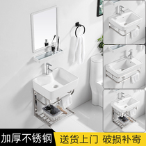 Hanging Wall wash basin ceramic simple triangle small apartment mini balcony bathroom household basin cabinet