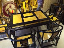 High-end new purple light sandalwood Ebony big leaf golden silk Nan Chinese tea table seven chairs leisure table solid wood