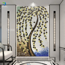 European-style fortune tree mosaic tile background wall puzzle custom crystal glass entrance bathroom decoration mural